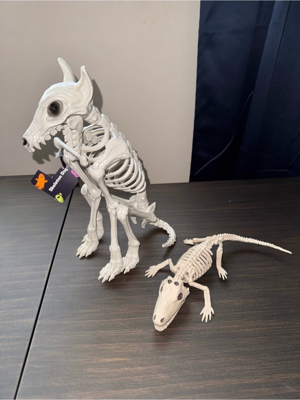 Halloween Dog And Alligator Skeletons Plastic Decor